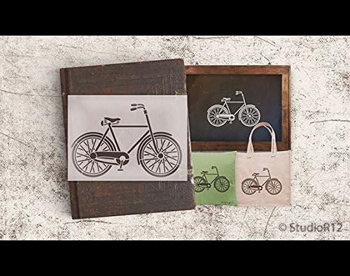 סטנסיל אופניים מאת Studior12 | אמנות וינטג 'בסיסית - תבנית Mylar לשימוש חוזר | ציור, גיר, מדיה